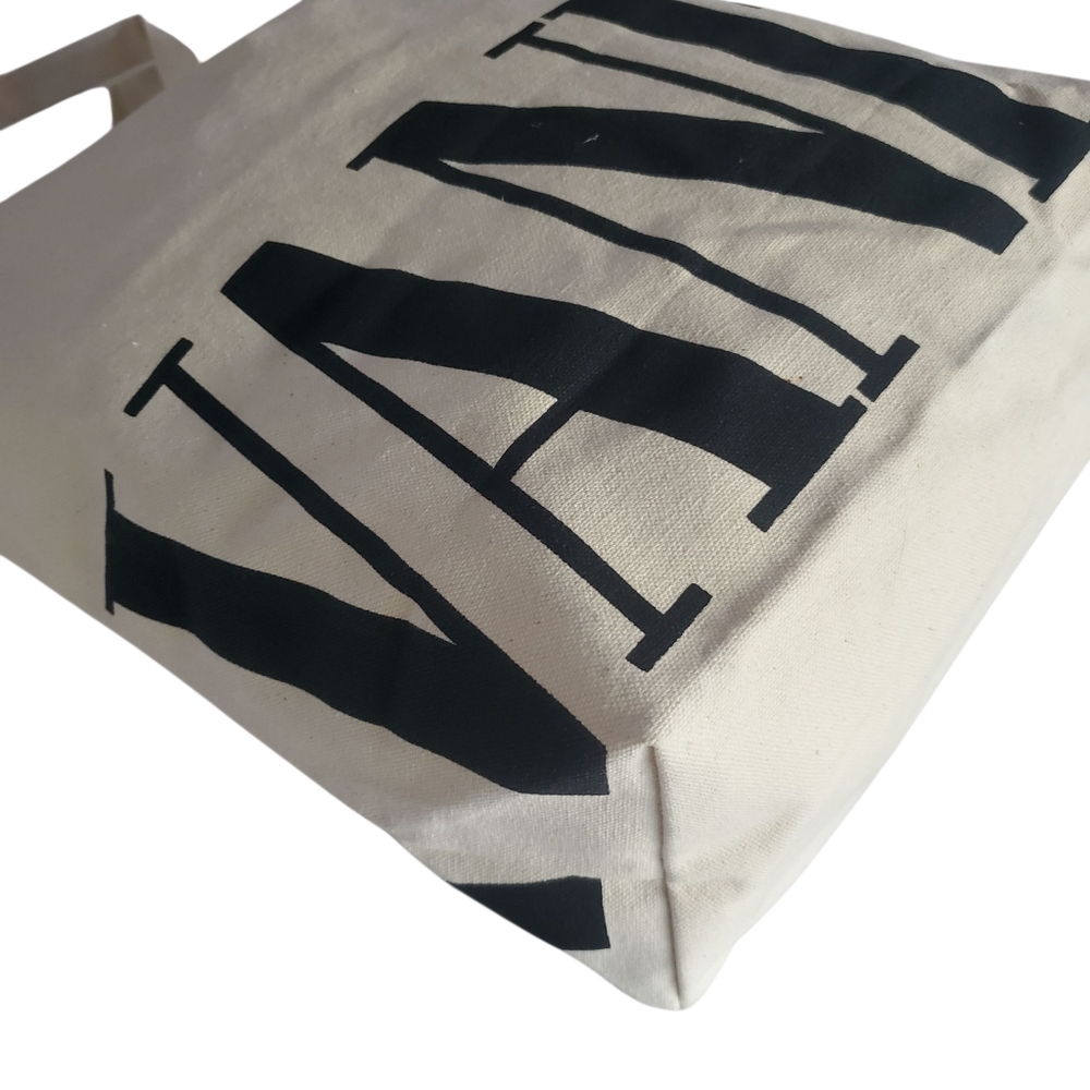 🔥VANITY FAIR Off-White Cotton Canvas Magazine Large Print Logo Reuseable Tote - Picture 3 of 9